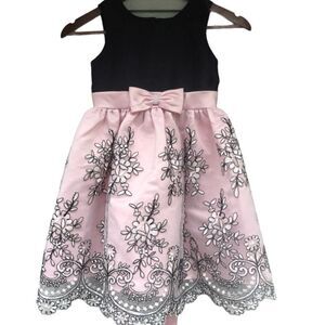 Jayne Copeland pink black floral embroidered dress-girls size 6